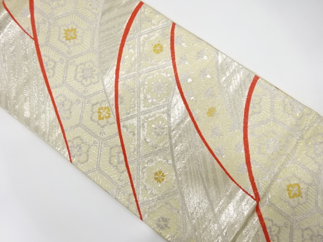 アンティーク　北尾宗治郎製　山並に花模様織り出し袋帯(材料)